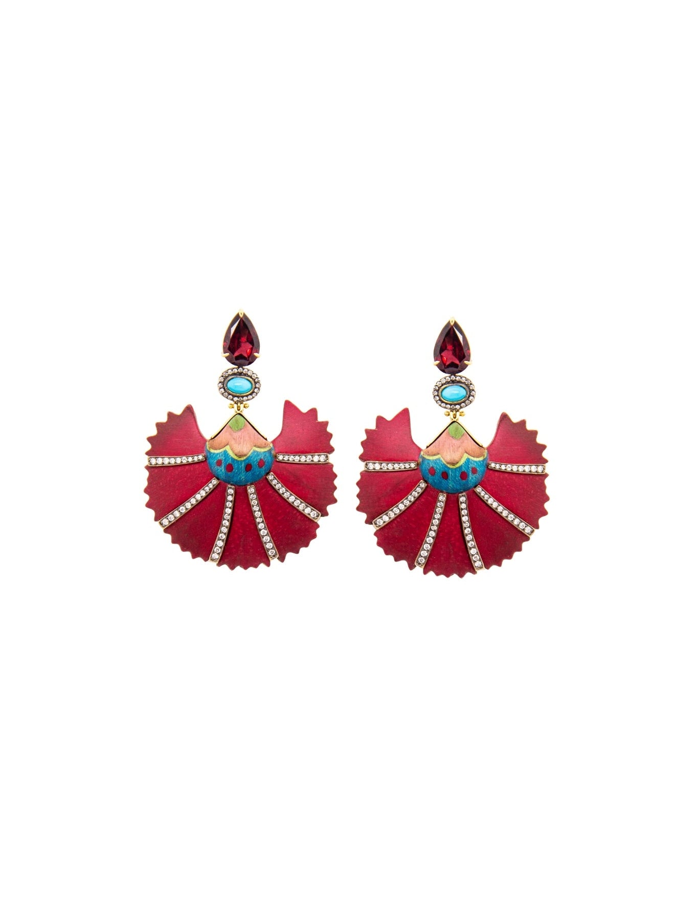 Silvia Furmanovich Silk Road Marquetry Earrings - Vermillion