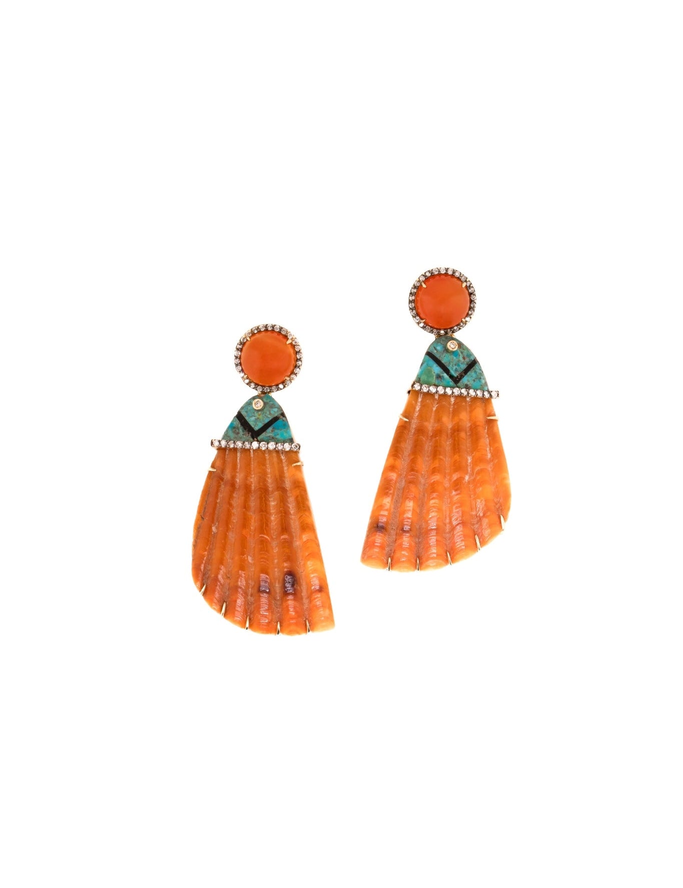 Silvia Furmanovich Triangular Orange Shell Earrings - Vermillion