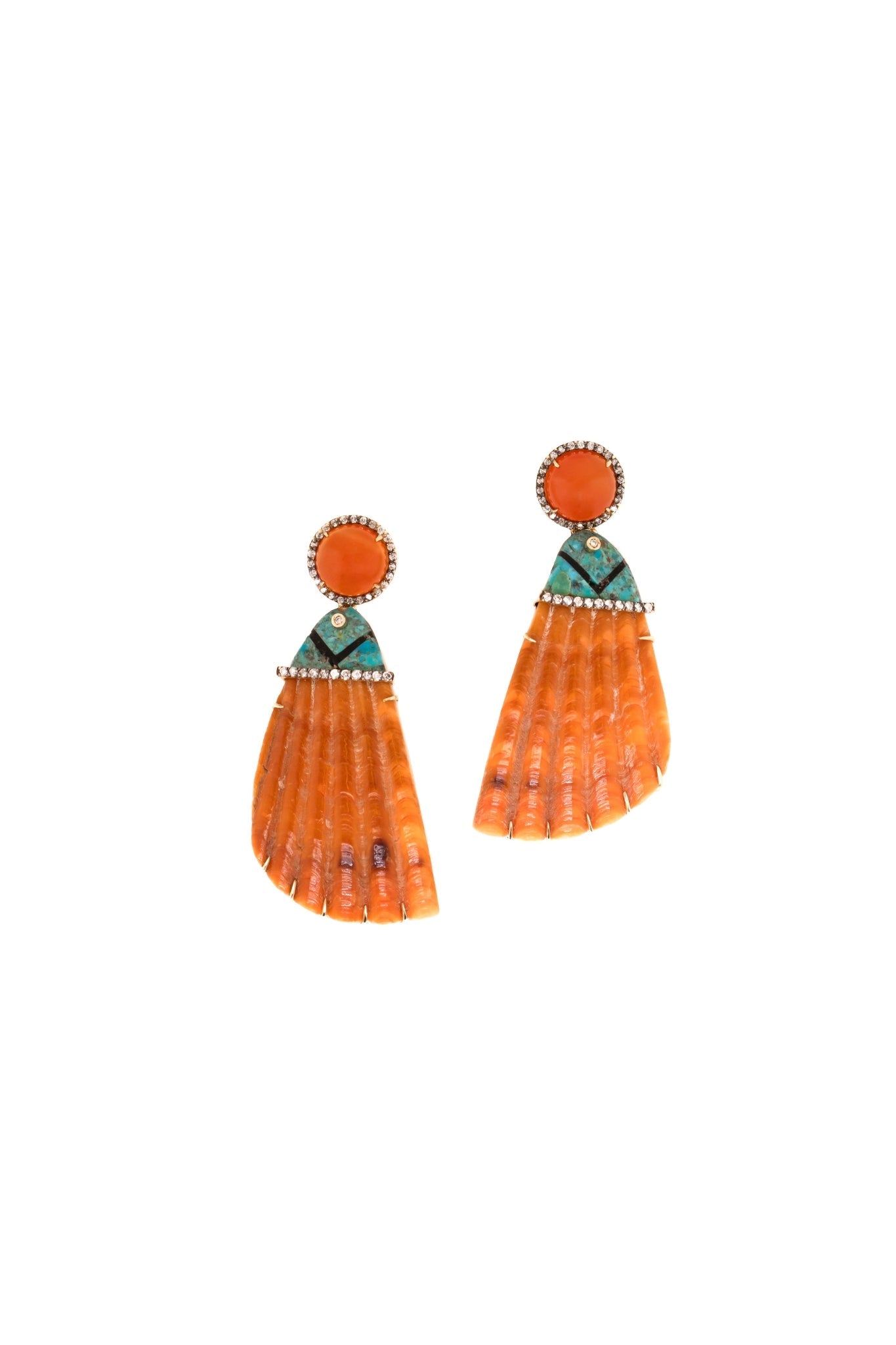 Silvia Furmanovich Triangular Orange Shell Earrings - Vermillion