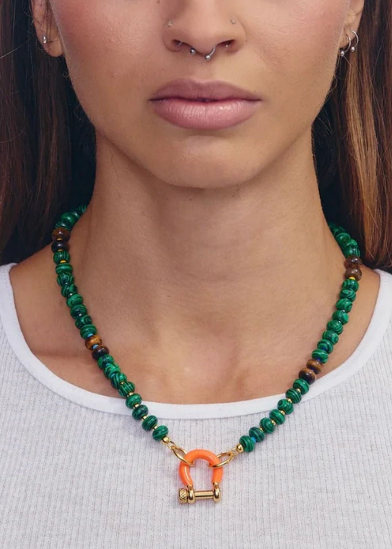 Spicy Dan Bean Necklace - Vermillion