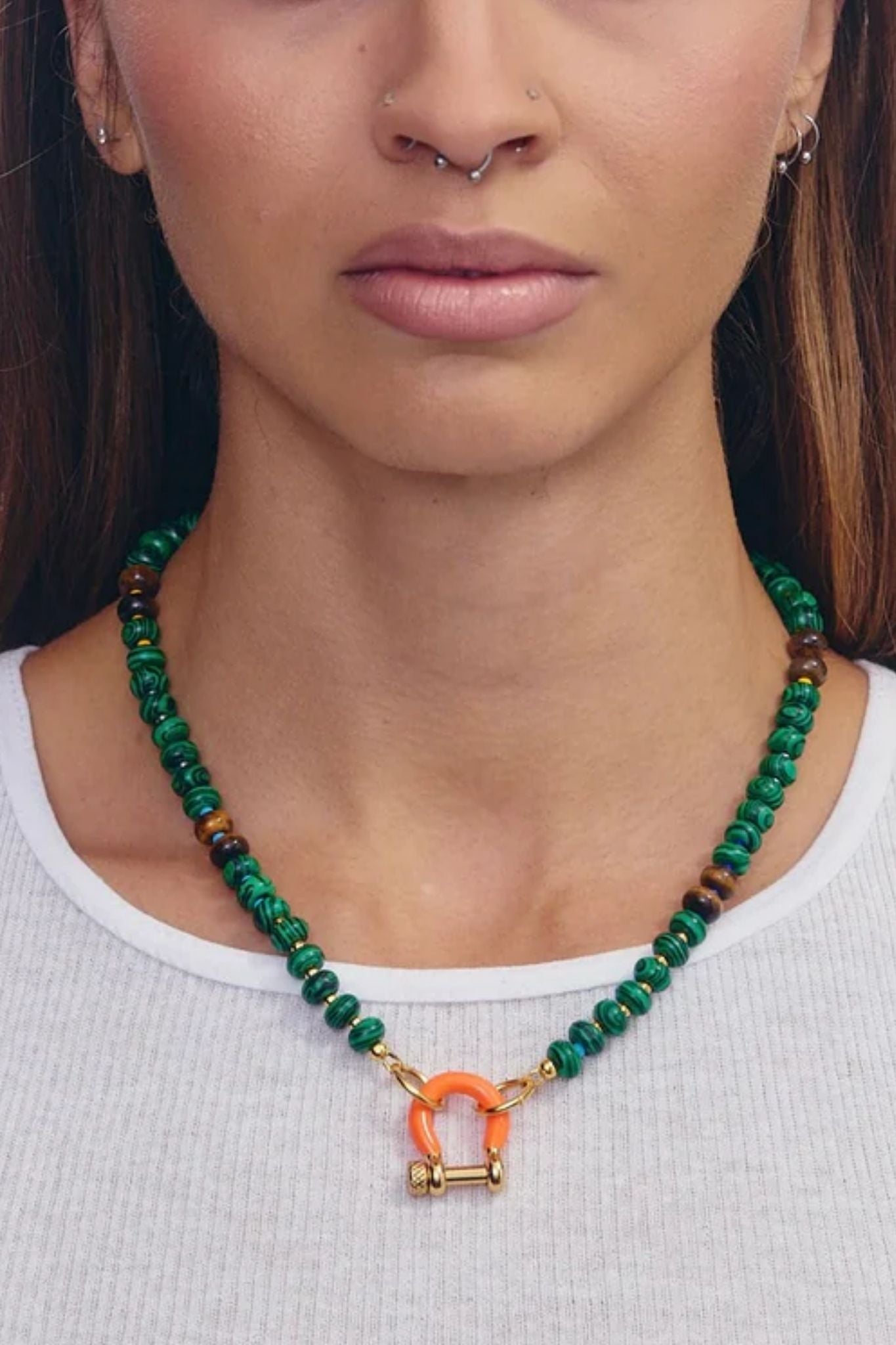 Spicy Dan Bean Necklace - Vermillion
