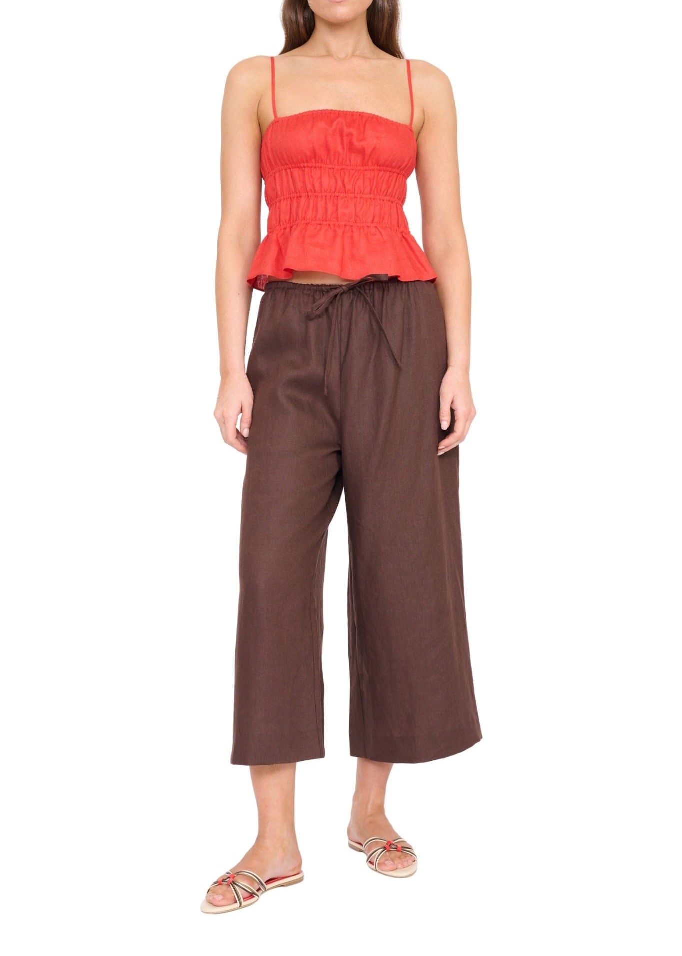 Staud Ayla Linen Tank - Vermillion