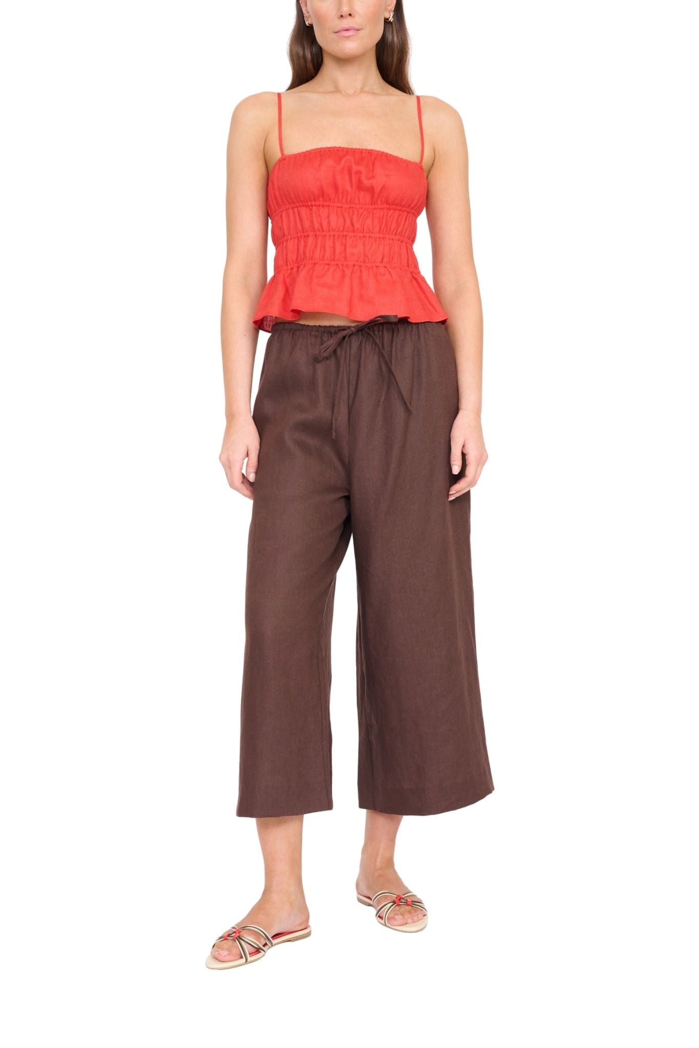 Staud Ayla Linen Tank - Vermillion
