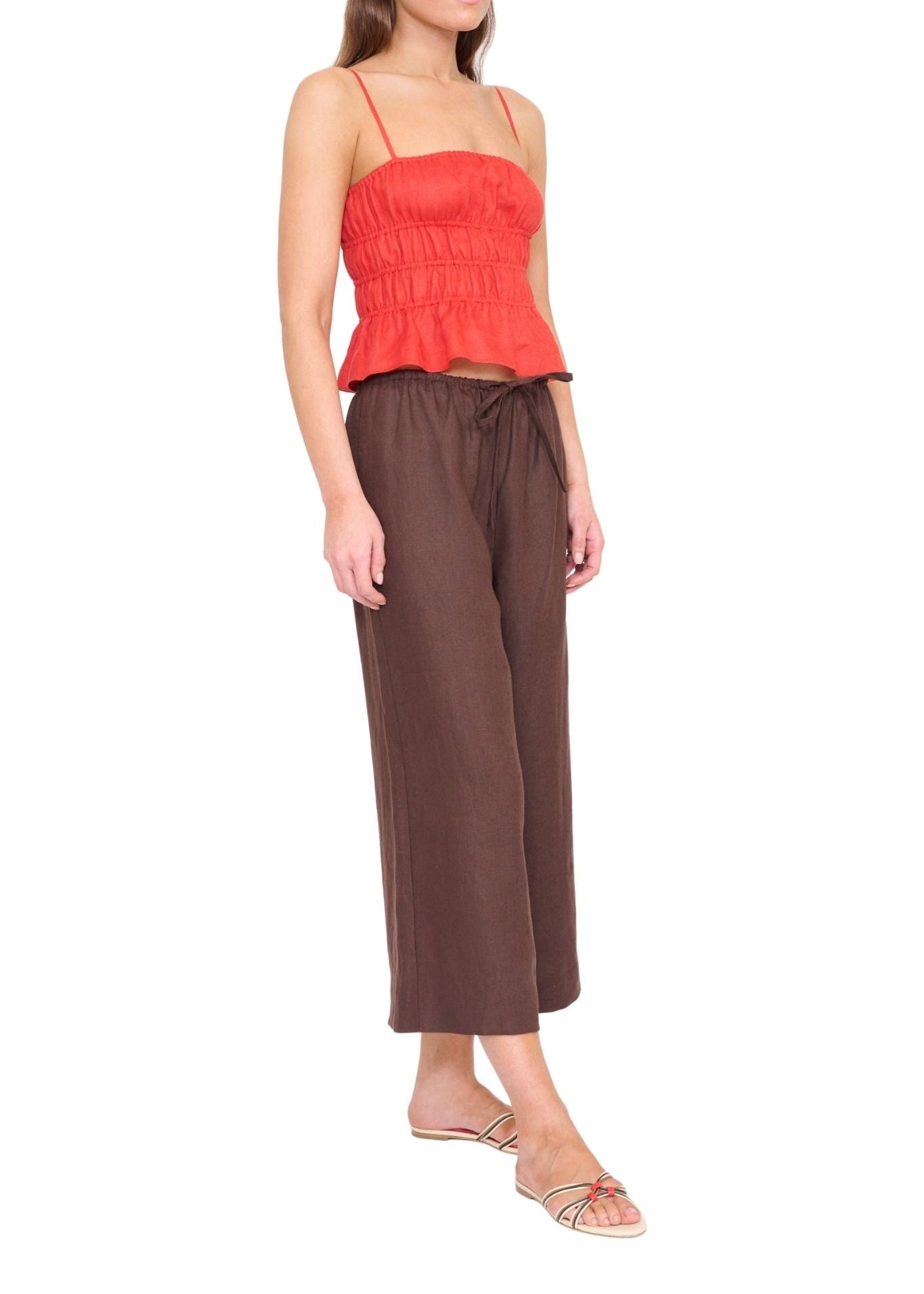 Staud Ayla Linen Tank - Vermillion