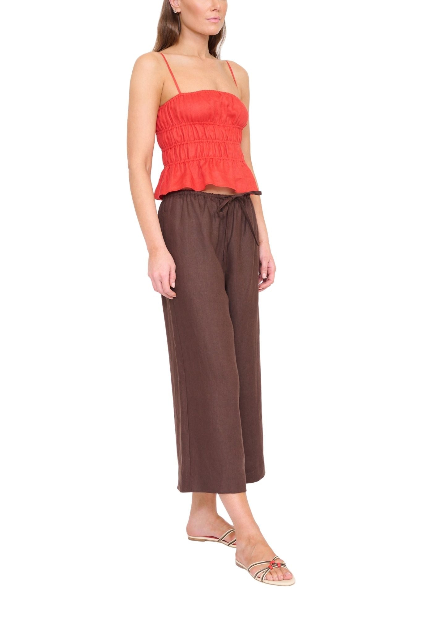 Staud Ayla Linen Tank - Vermillion