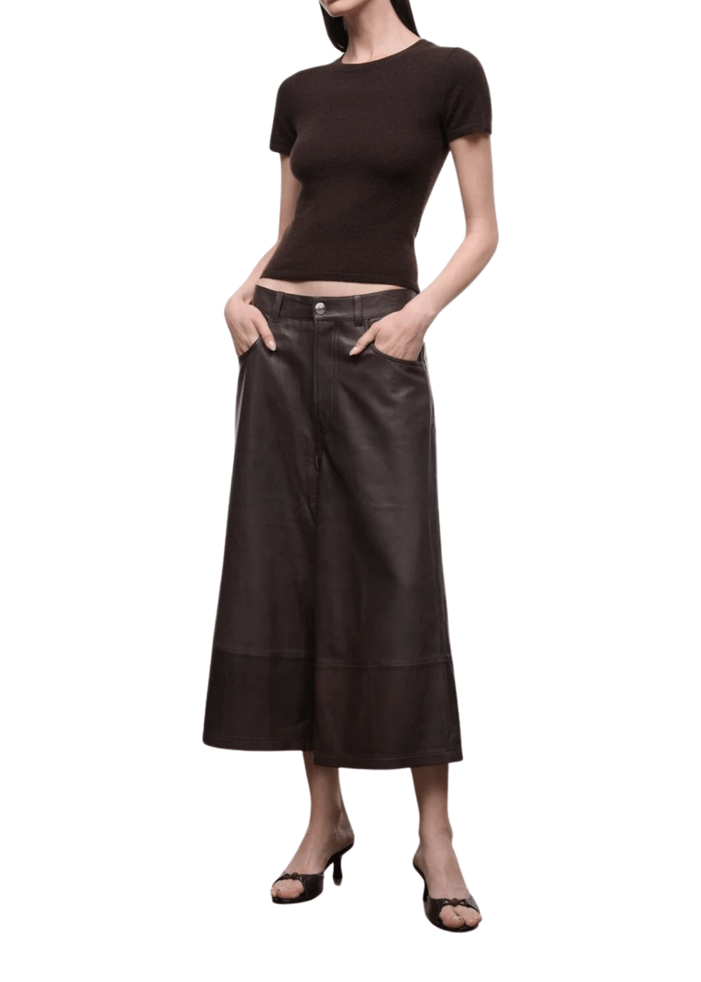 Staud Hunter Leather Culotte - Vermillion