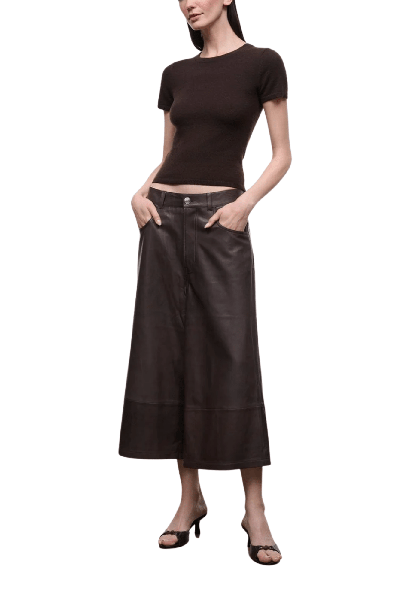 Staud Hunter Leather Culotte - Vermillion