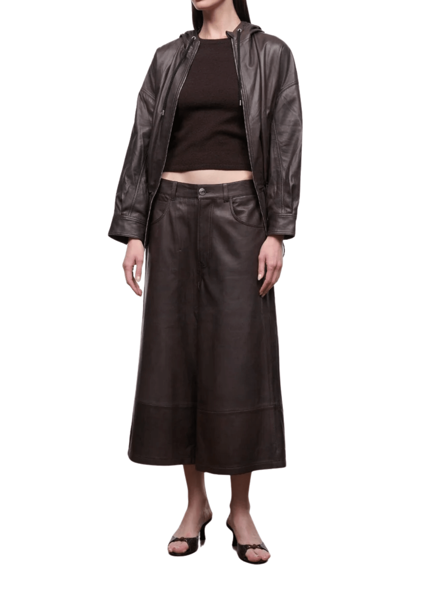 Staud Hunter Leather Culotte - Vermillion