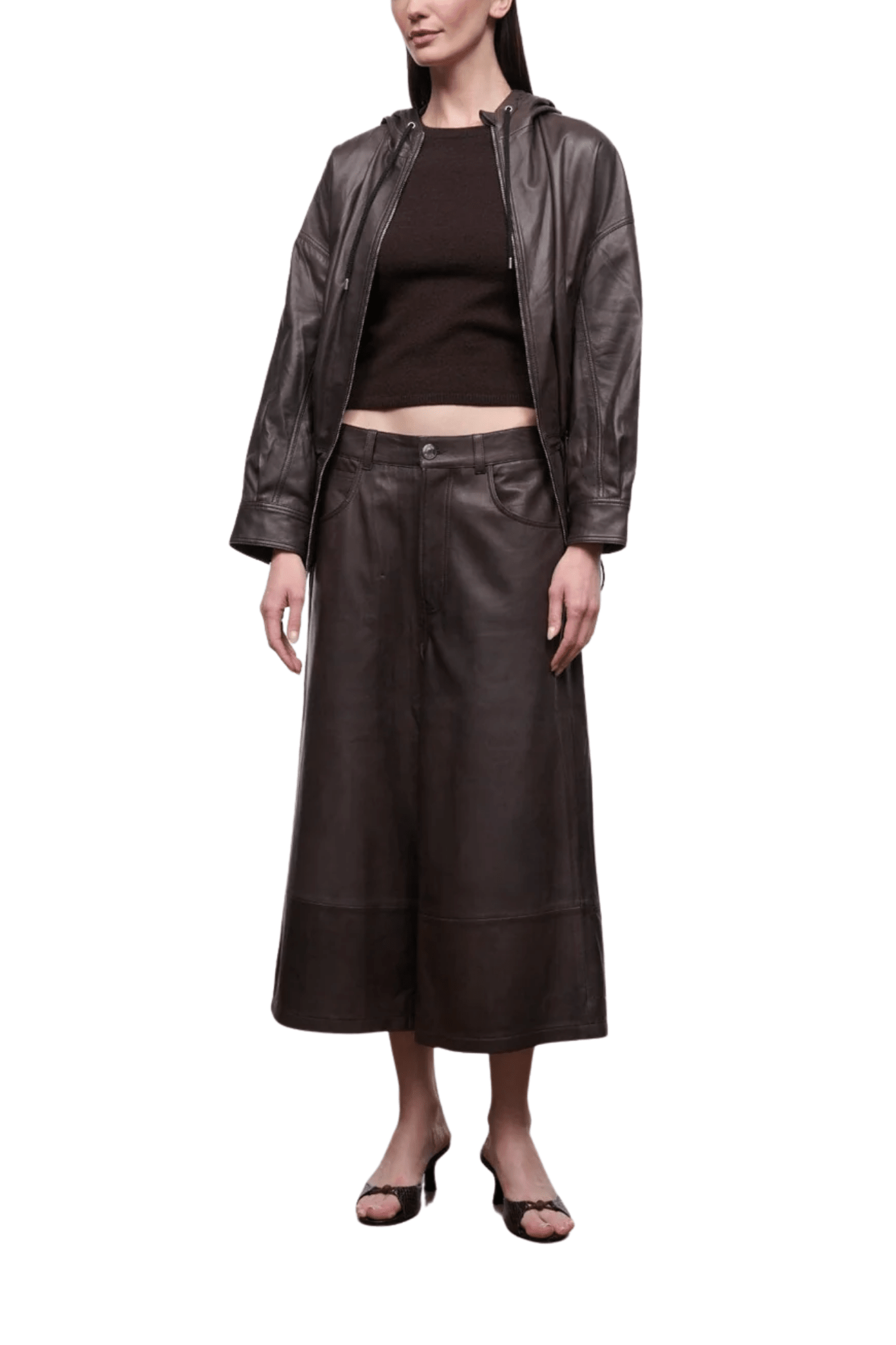 Staud Hunter Leather Culotte - Vermillion