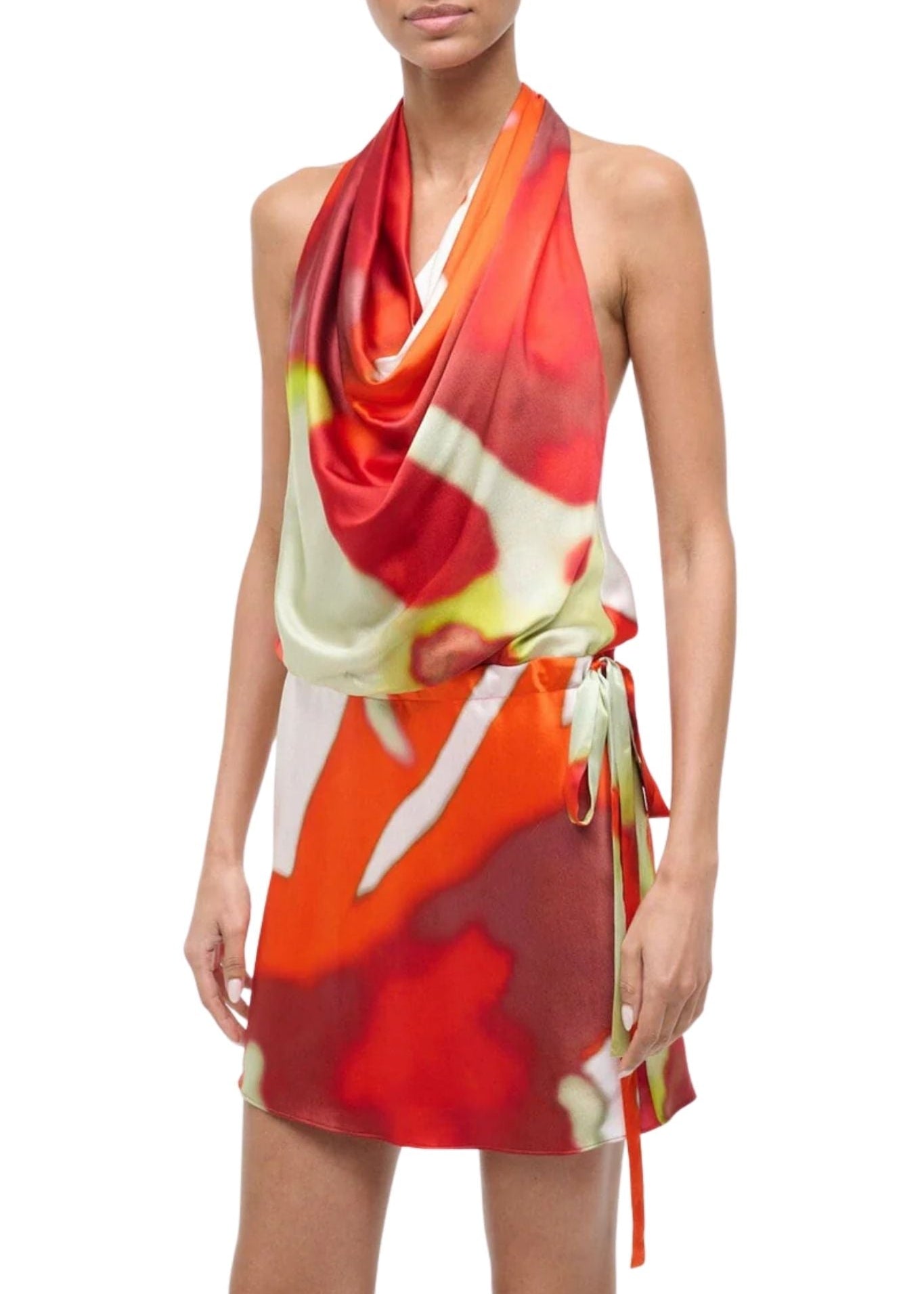 Staud Liora Silk Dress - Vermillion