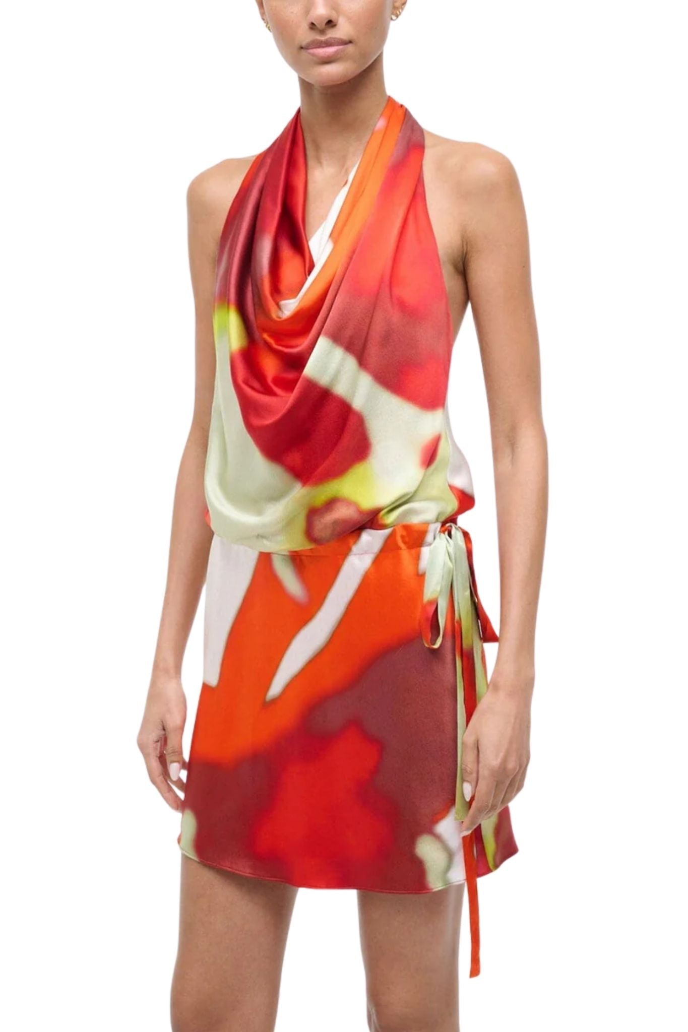 Staud Liora Silk Dress - Vermillion