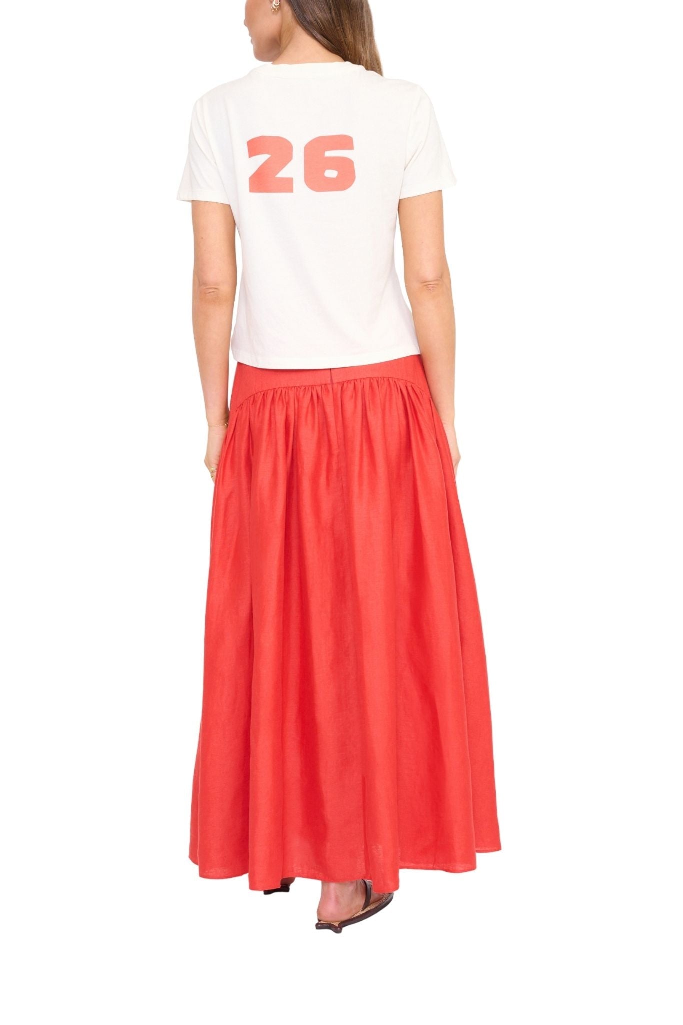 Staud Procida Linen Skirt - Vermillion