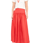 Staud Procida Linen Skirt - Vermillion