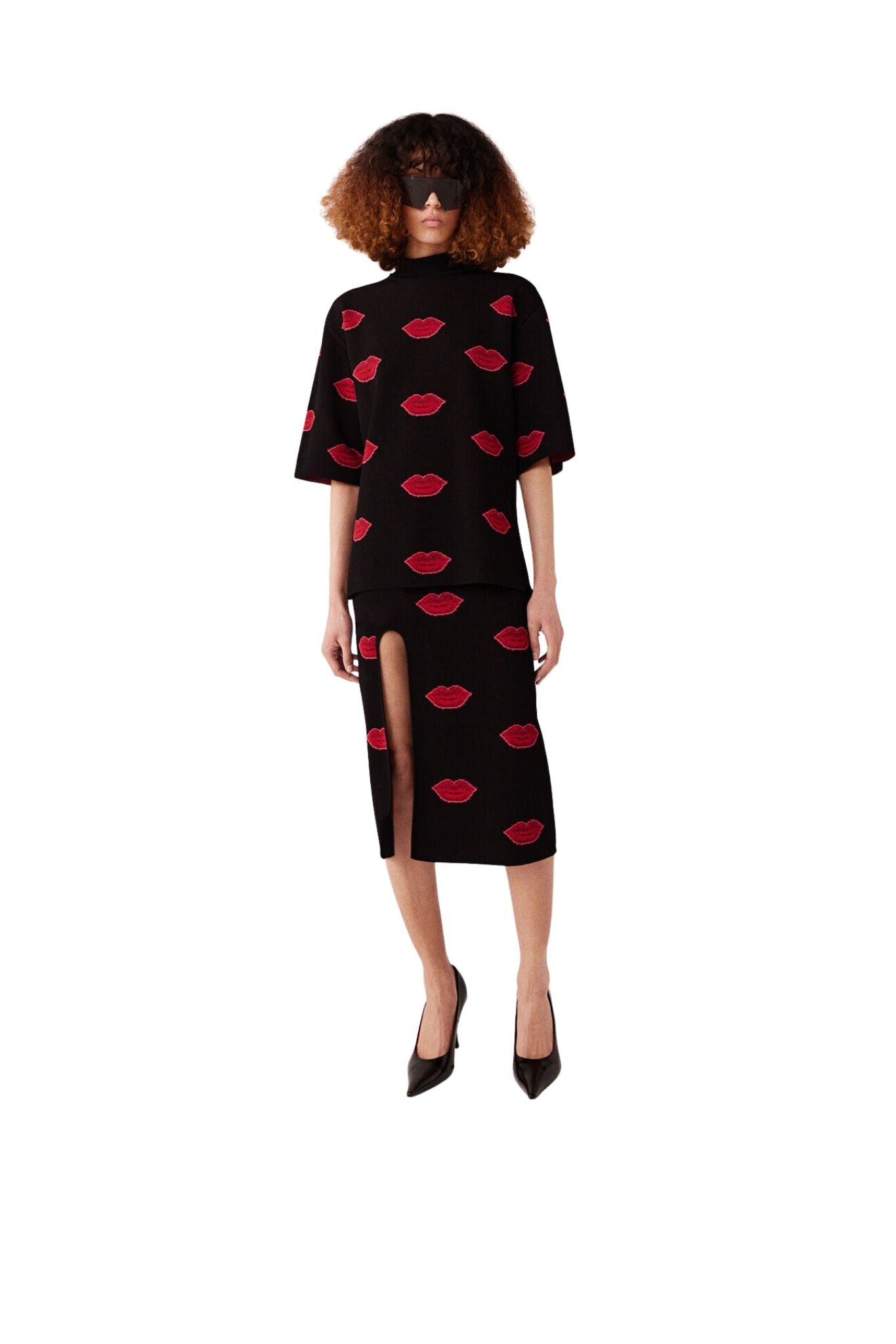 Stella McCartney Lips Jacquard Jumper - Vermillion