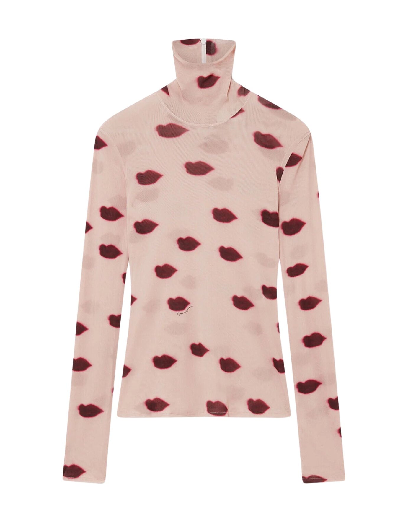 Stella McCartney Lips Mesh Print High Neck Top - Vermillion