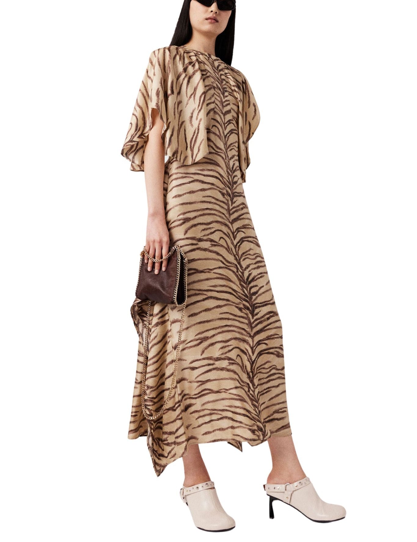 Stella McCartney Tiger Print Round Sleeve Dress - Vermillion