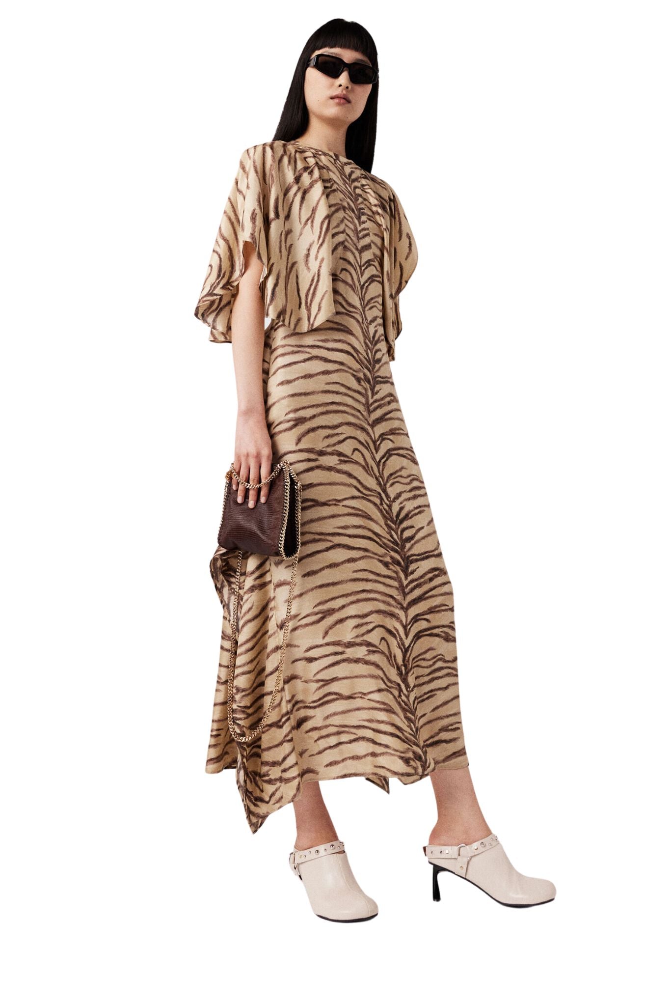 Stella McCartney Tiger Print Round Sleeve Dress - Vermillion