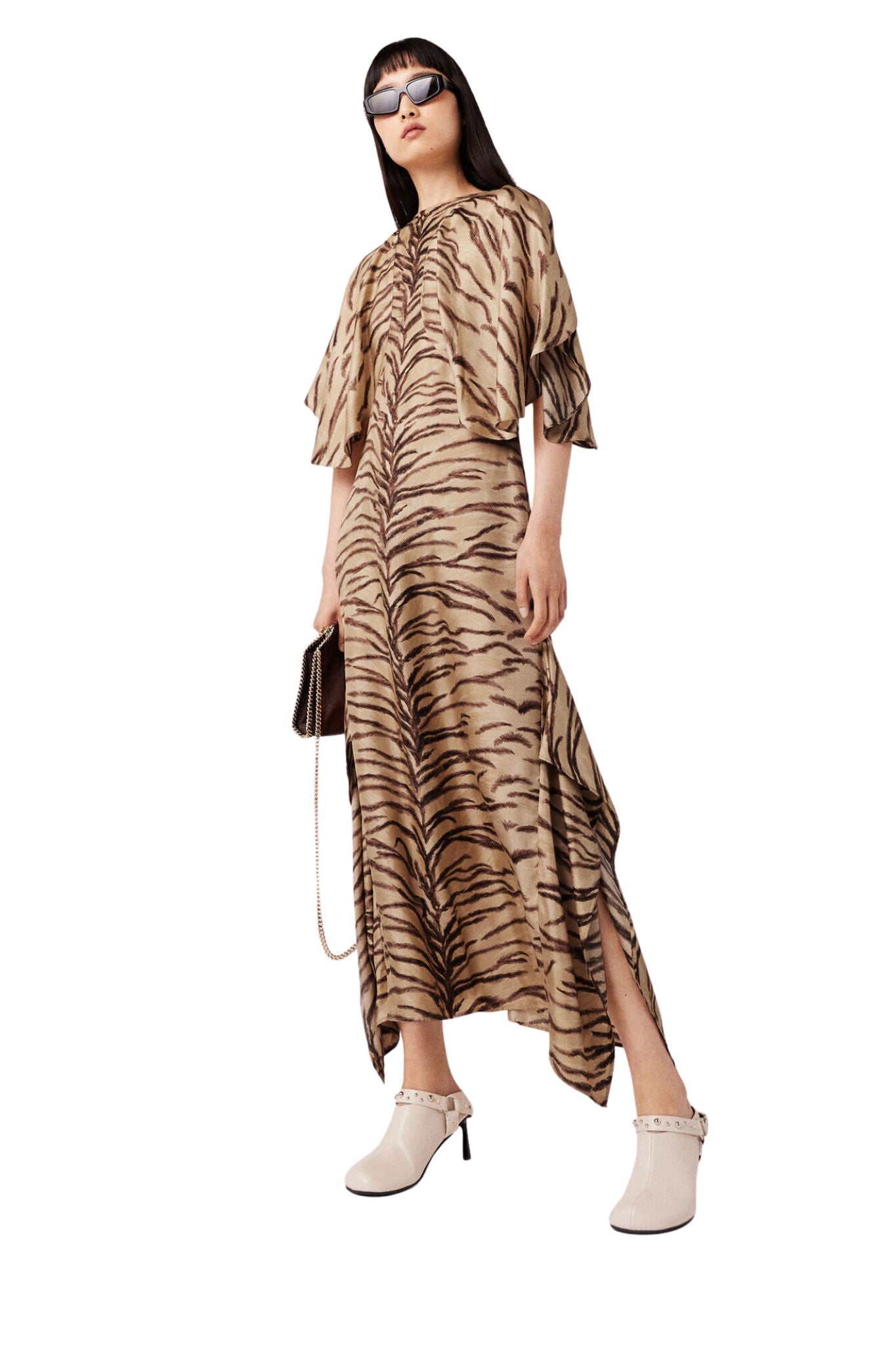 Stella McCartney Tiger Print Round Sleeve Dress - Vermillion