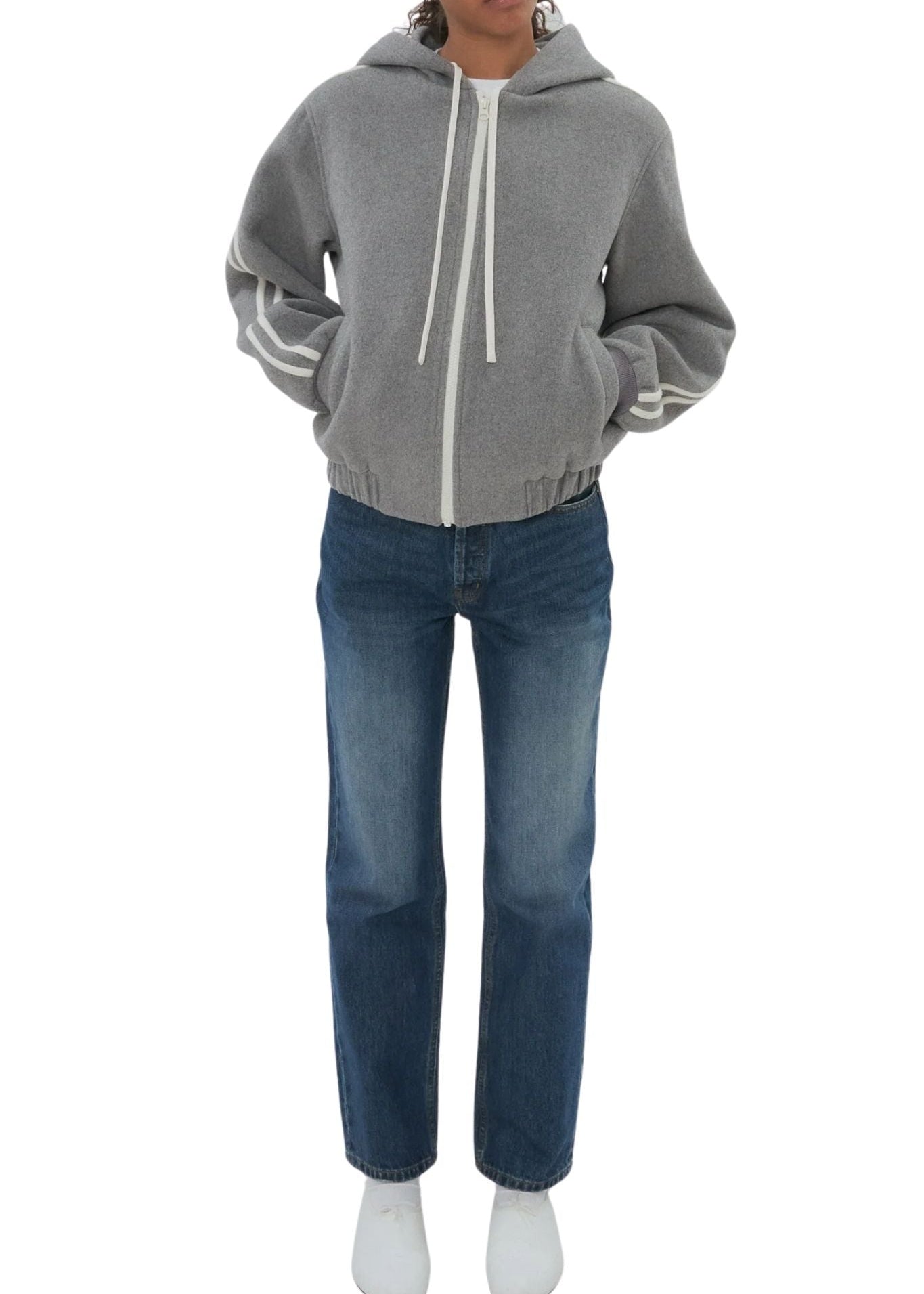 Still Here Boyfriend Zip in Grey - Vermillion