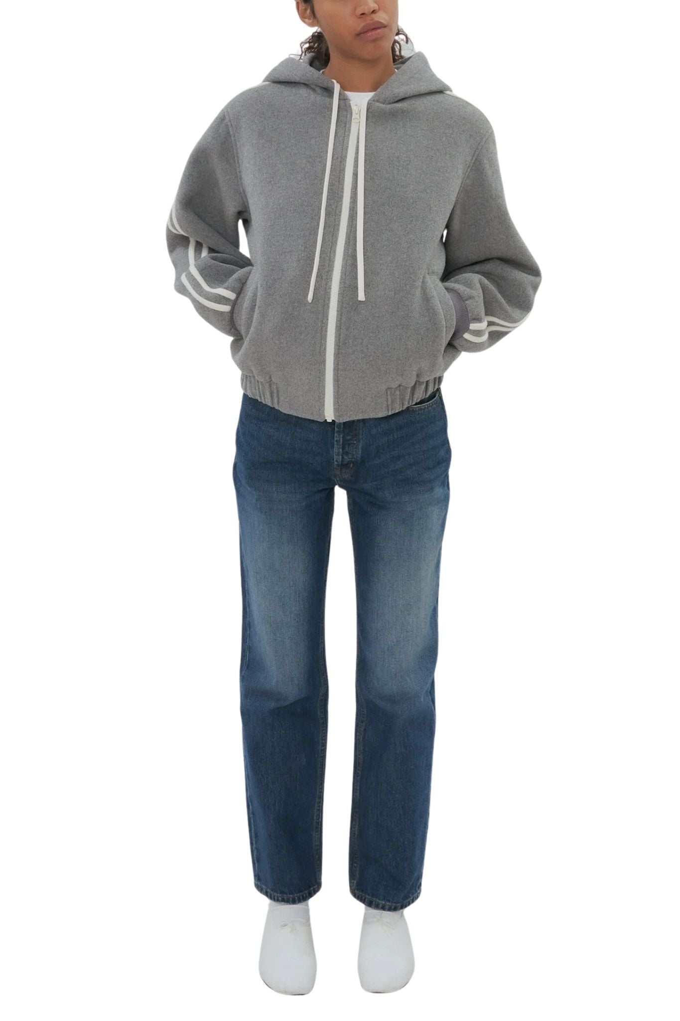 Still Here Boyfriend Zip in Grey - Vermillion