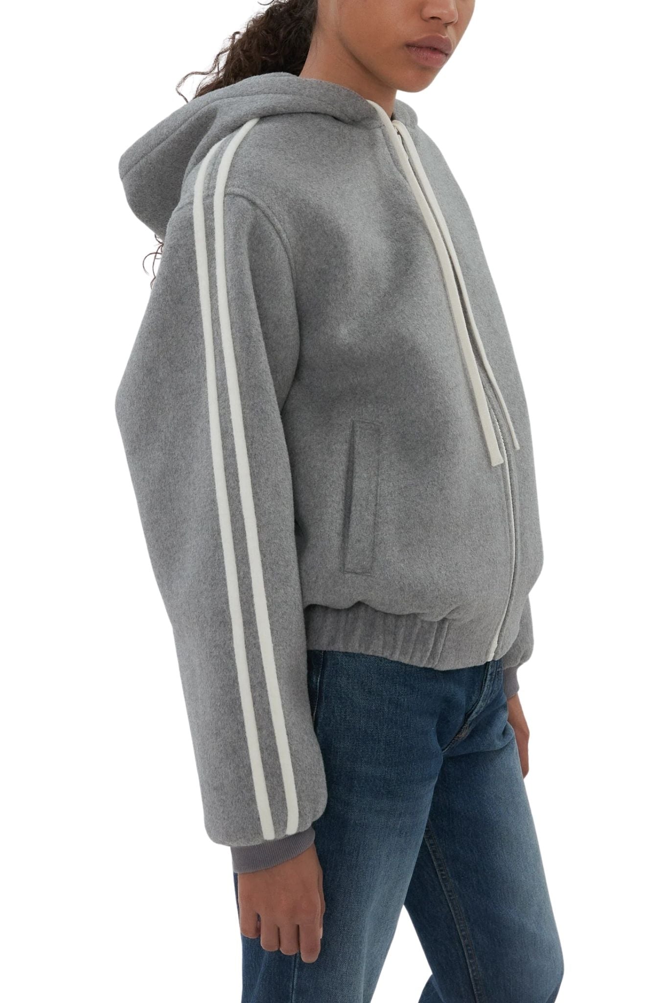 Still Here Boyfriend Zip in Grey - Vermillion