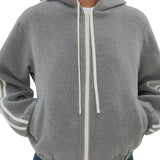 Still Here Boyfriend Zip in Grey - Vermillion
