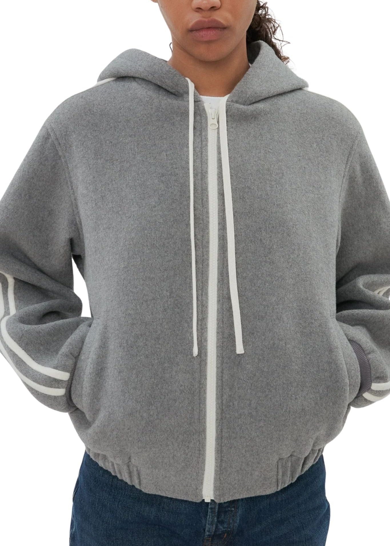 Still Here Boyfriend Zip in Grey - Vermillion