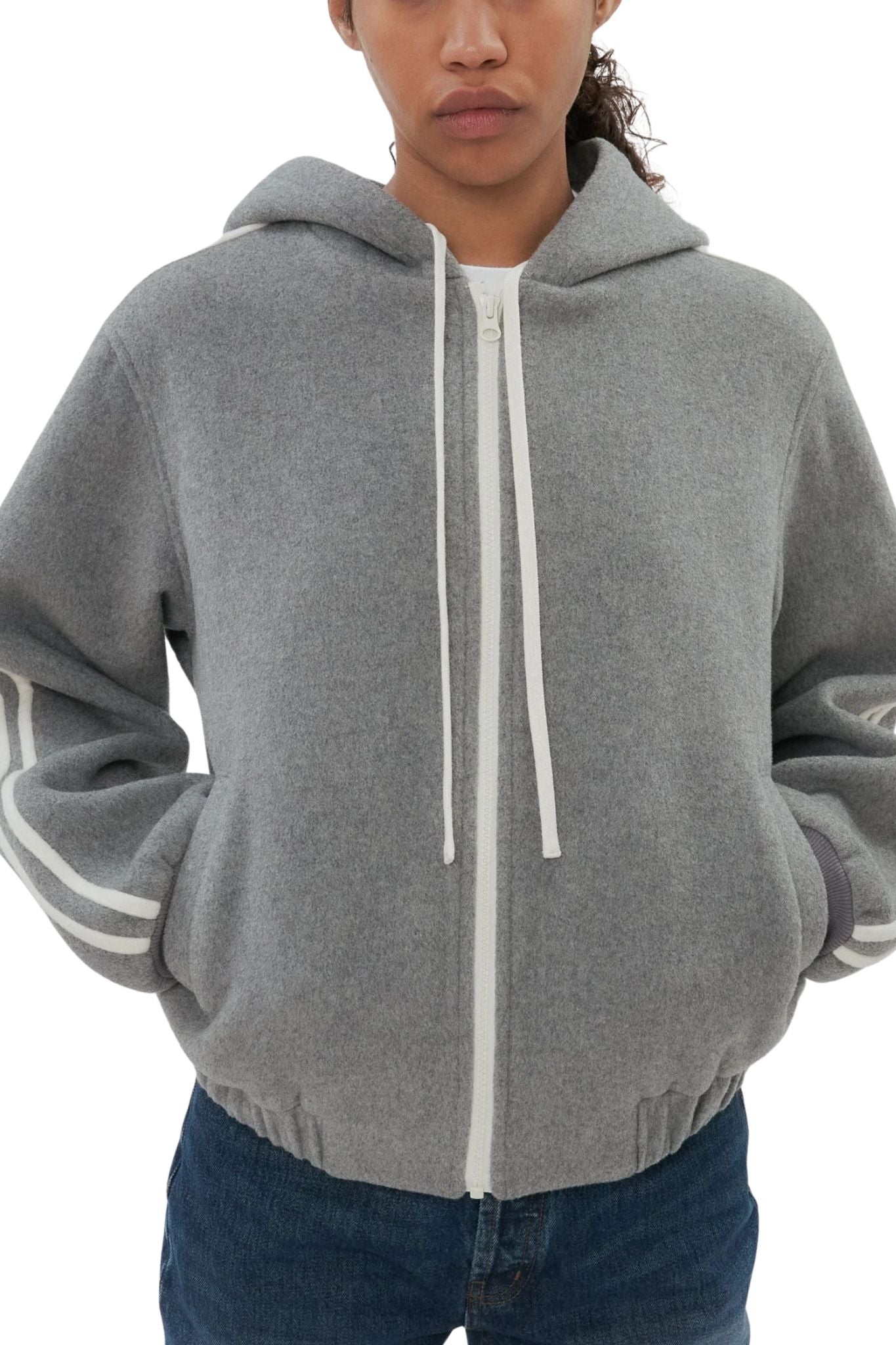 Still Here Boyfriend Zip in Grey - Vermillion