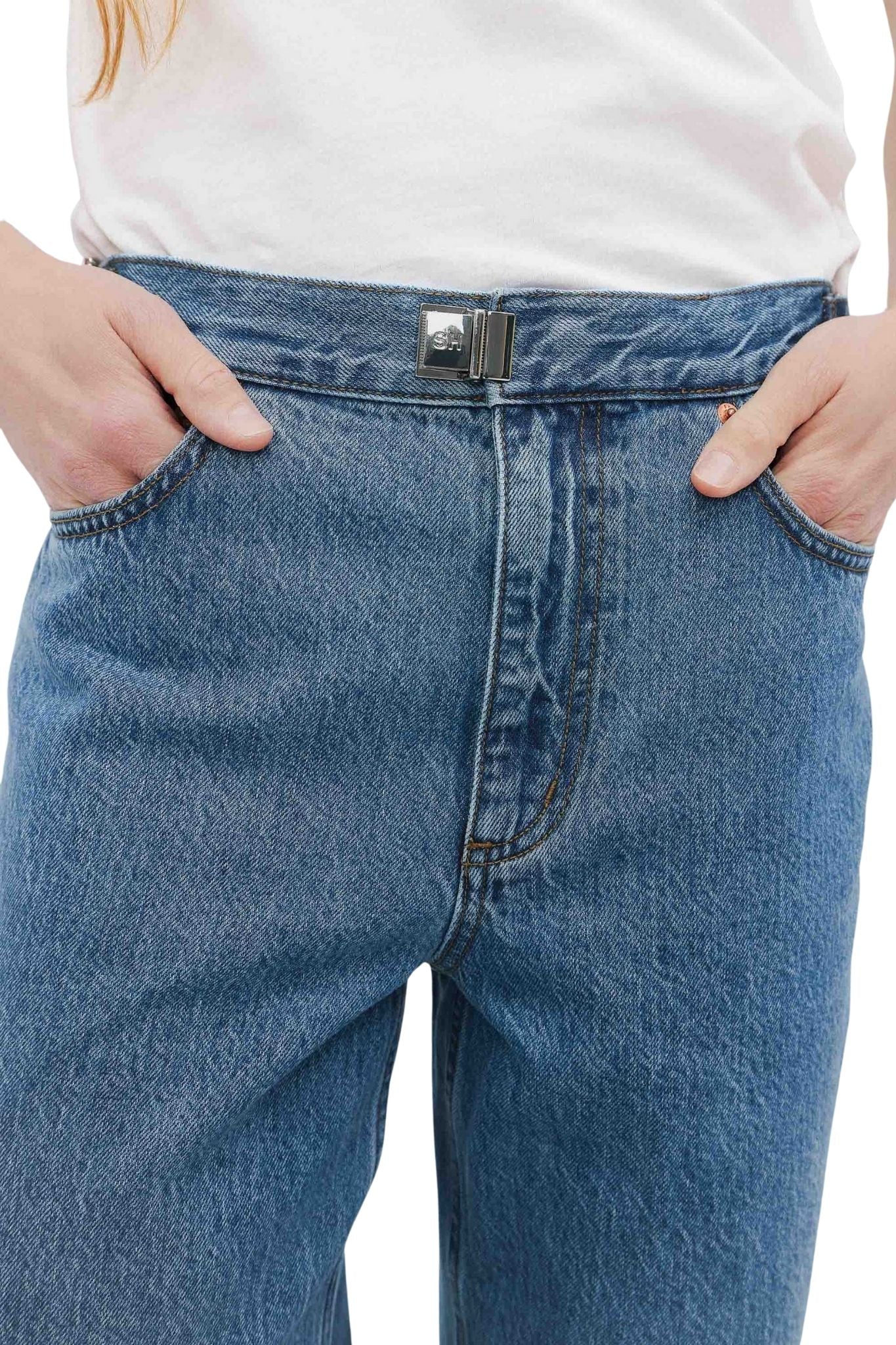 Still Here Buckle Jean in Classic Blue - Vermillion