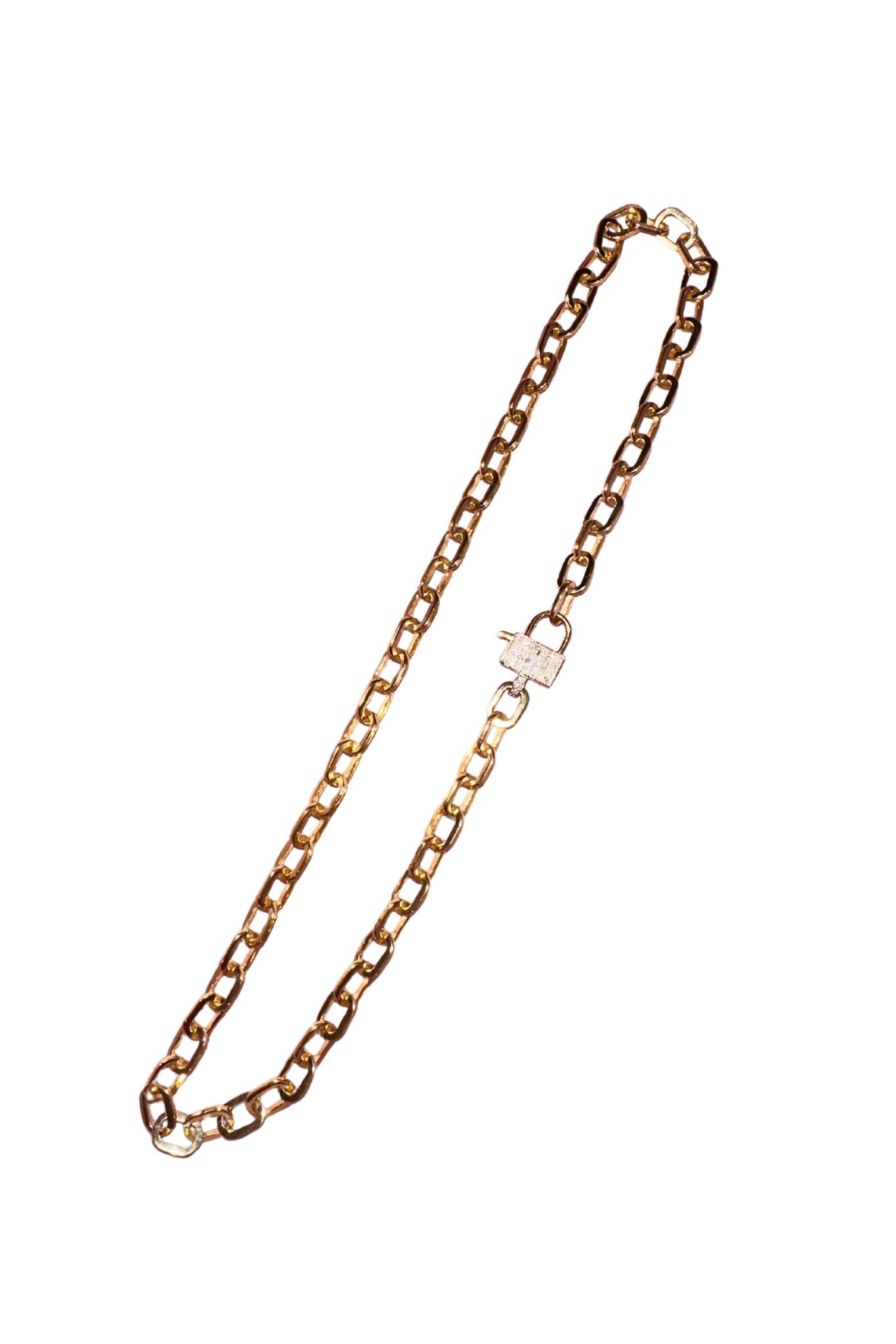 The Woods 17" Brass Link Chain with Lock Clasp - Vermillion