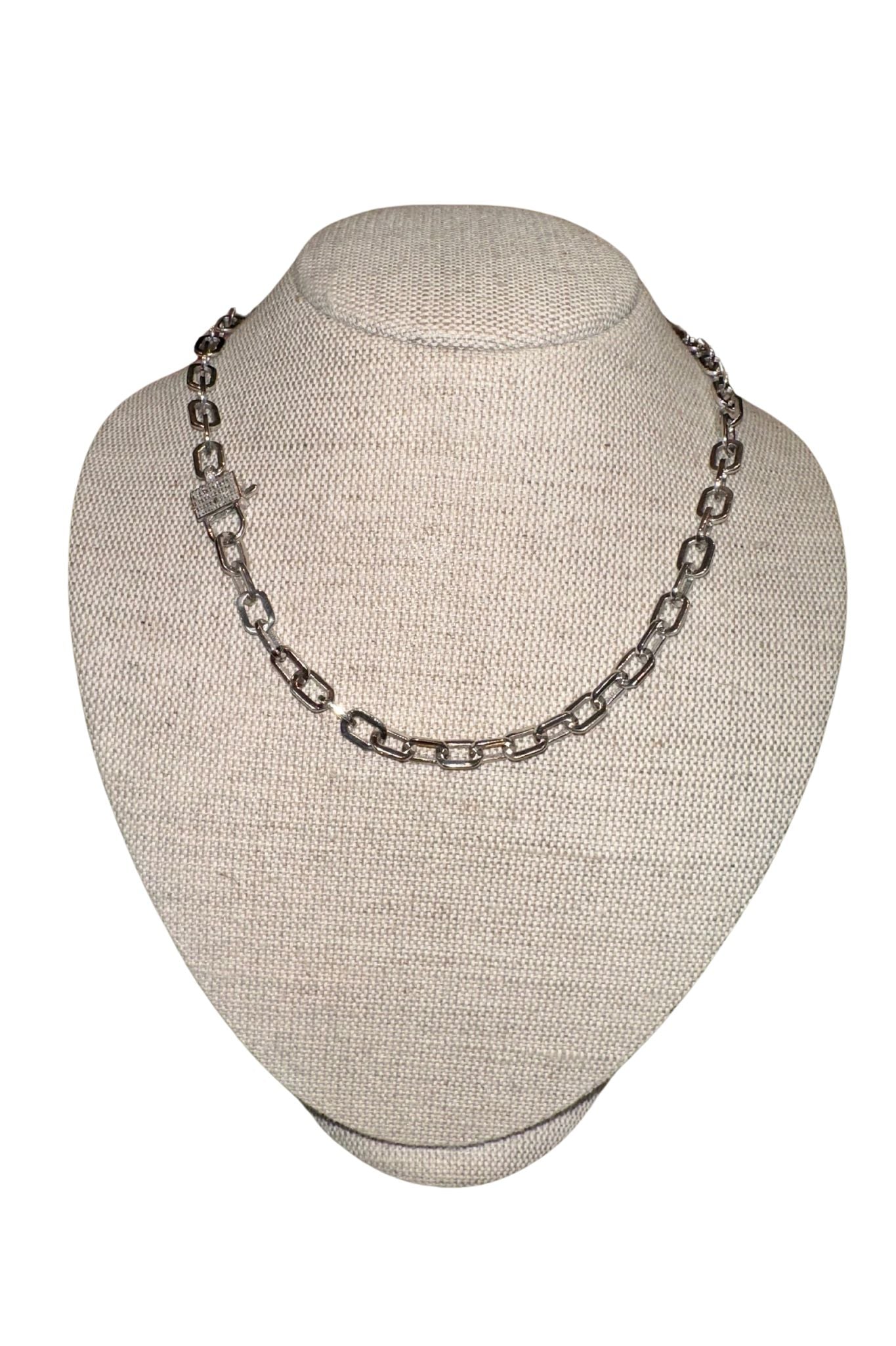 The Woods 17" Silver Link Chain with Lock Clasp - Vermillion