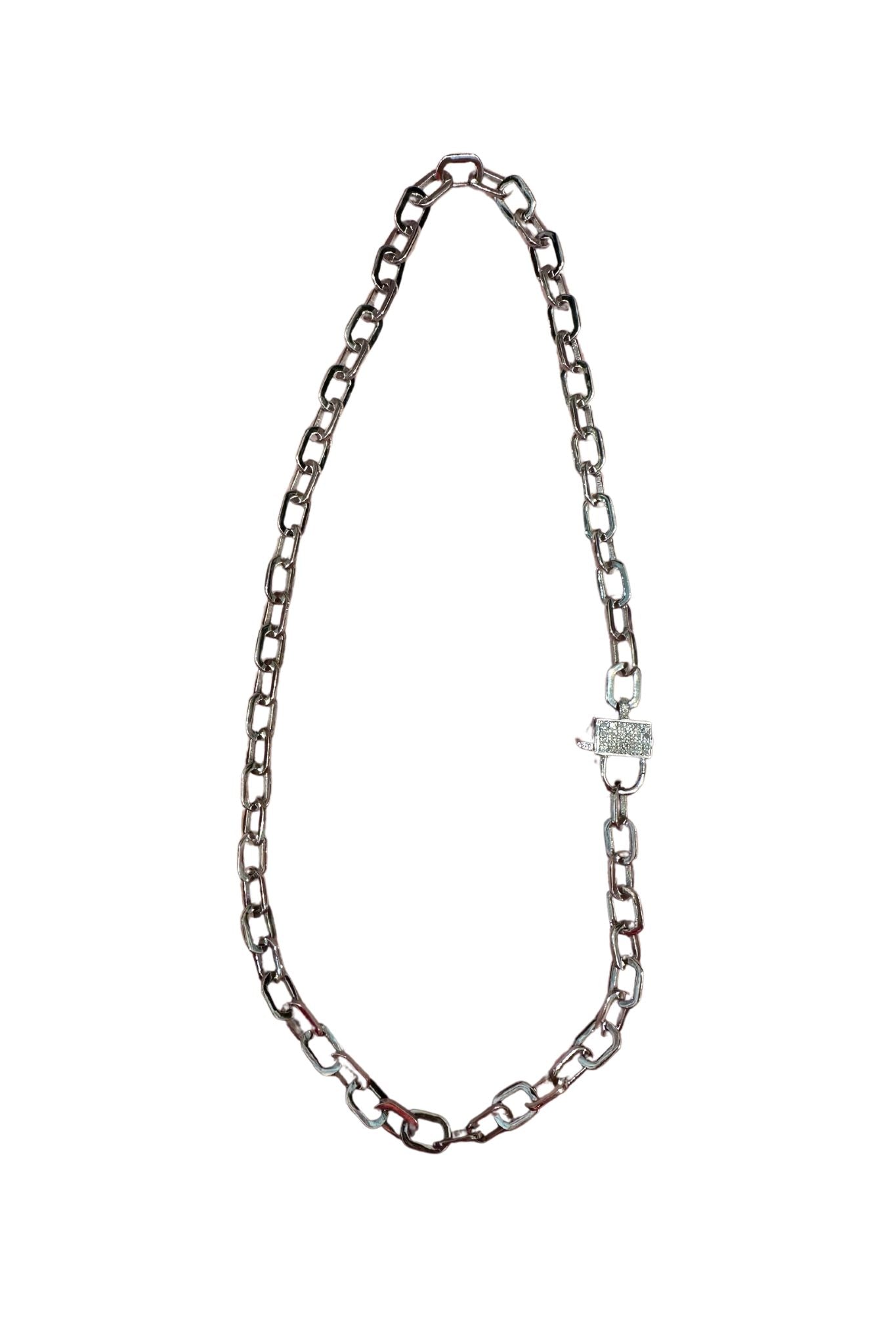 The Woods 17" Silver Link Chain with Lock Clasp - Vermillion