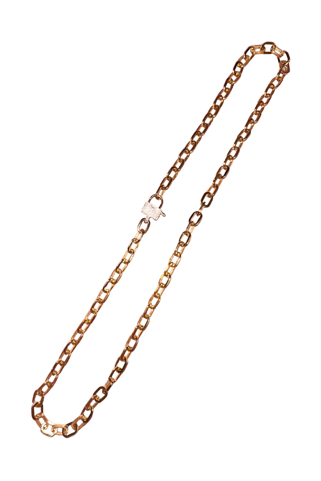 The Woods 22" Brass Link Chain with Lock Clasp - Vermillion