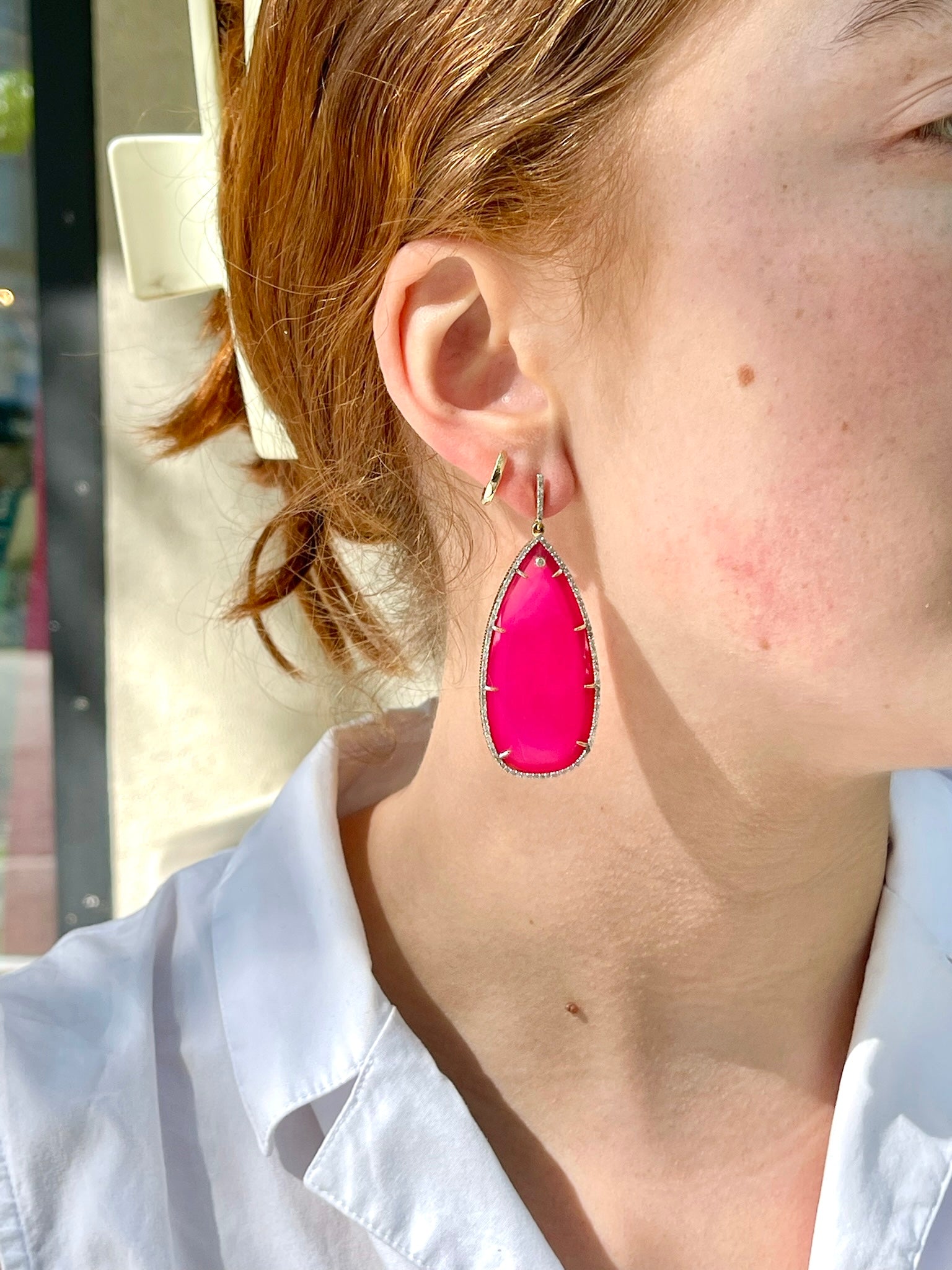 The Woods Chrysoprase Teardrop earrings V1057 - Vermillion