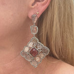 The Woods Diamond Slice Tourmaline Square earrings (trunk show) - Vermillion