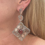 The Woods Diamond Slice Tourmaline Square earrings (trunk show) - Vermillion