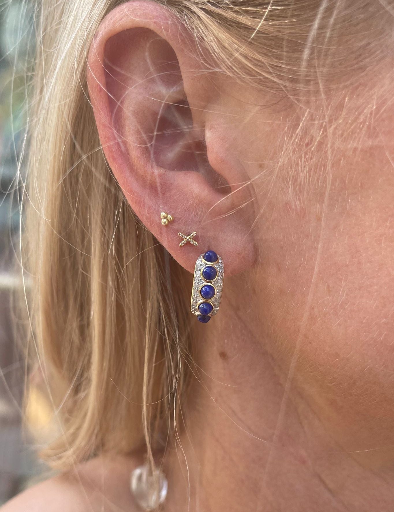 The Woods Lapis & diamond small hoop earrings (trunk show) - Vermillion