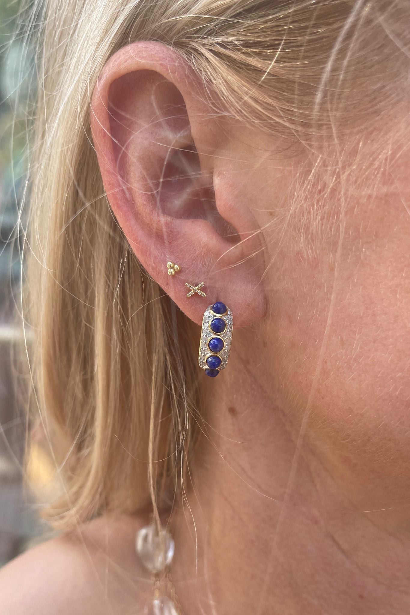 The Woods Lapis & diamond small hoop earrings (trunk show) - Vermillion