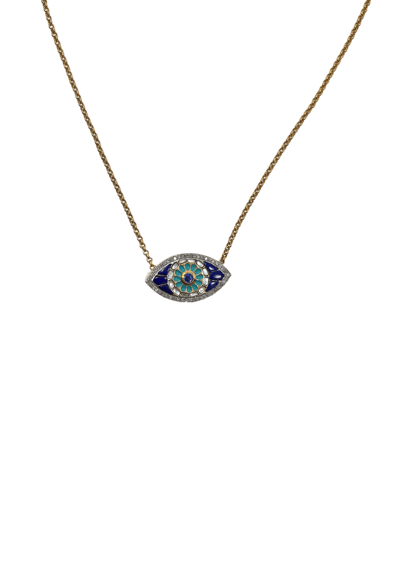 The Woods Lapis & Mother of Pearl Evil Eye Necklace - Vermillion