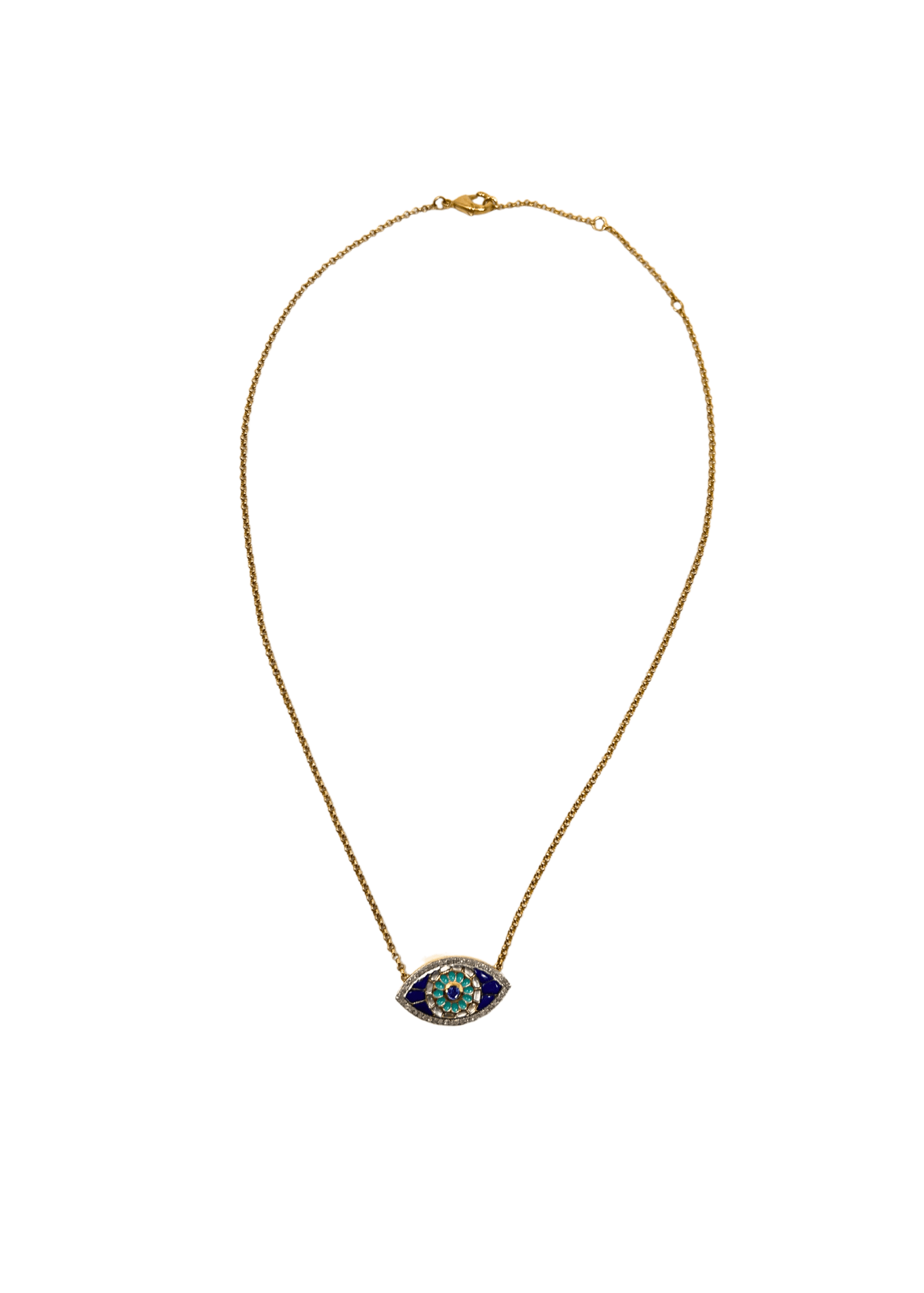 The Woods Lapis & Mother of Pearl Evil Eye Necklace - Vermillion