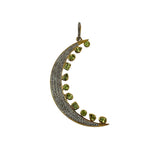 The Woods Large Pave and Peridot Moon Pendant - Vermillion