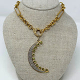 The Woods Large Pave and Peridot Moon Pendant - Vermillion