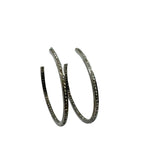 The Woods Medium Thin Diamond Pave Hoop Earrings - Vermillion