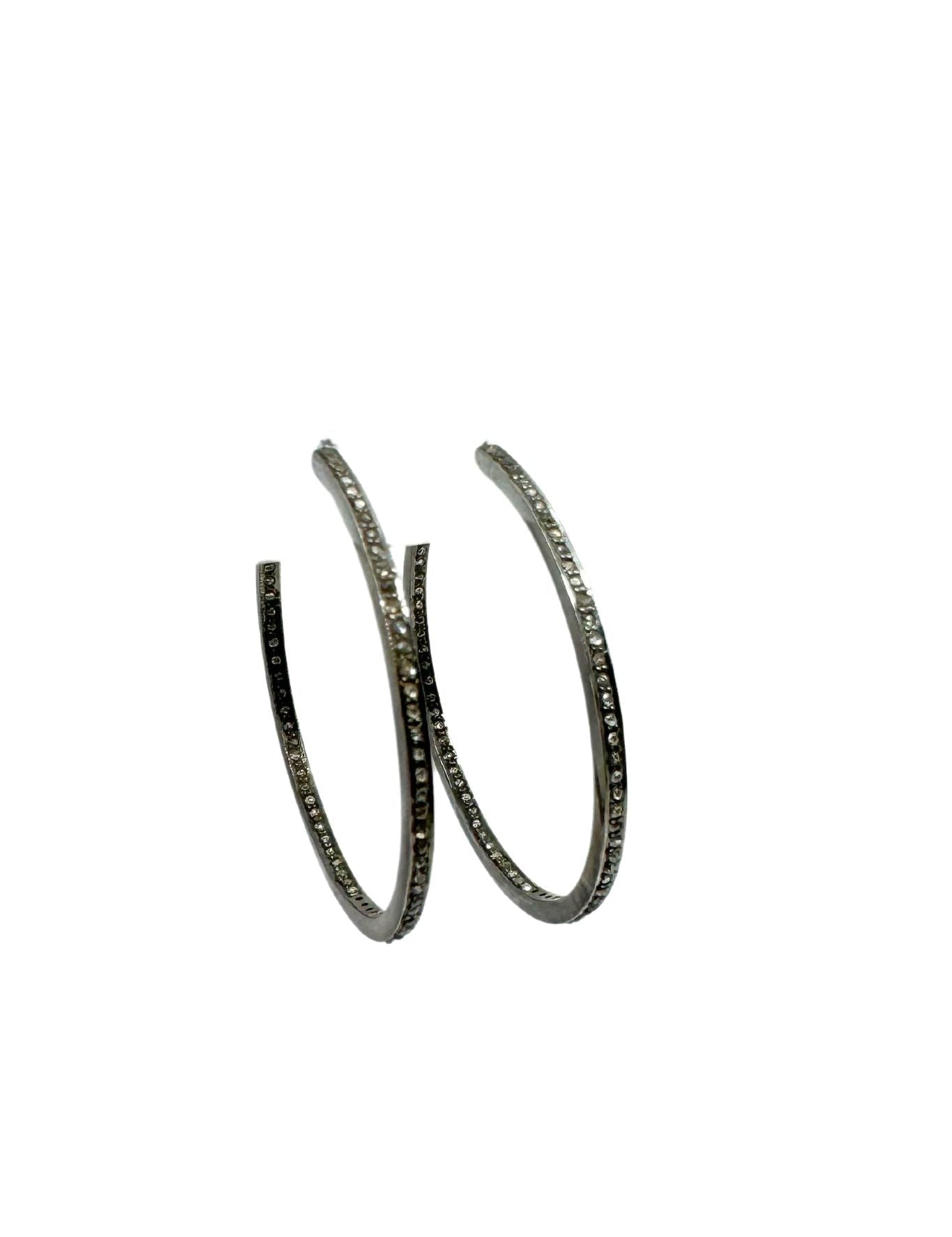 The Woods Medium Thin Diamond Pave Hoop Earrings - Vermillion