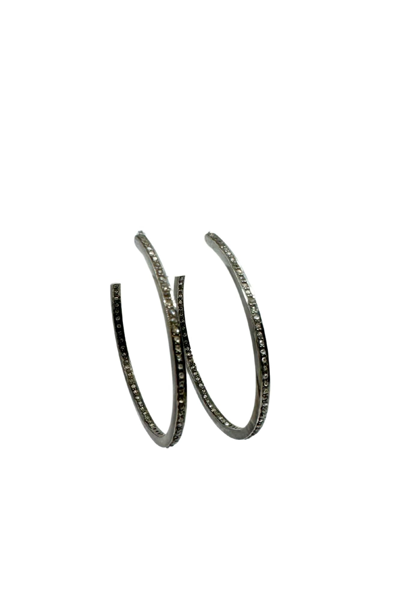 The Woods Medium Thin Diamond Pave Hoop Earrings - Vermillion