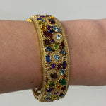 The Woods Multi Gemstone Brass Bangle - Vermillion