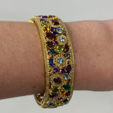 The Woods Multi Gemstone Brass Bangle - Vermillion