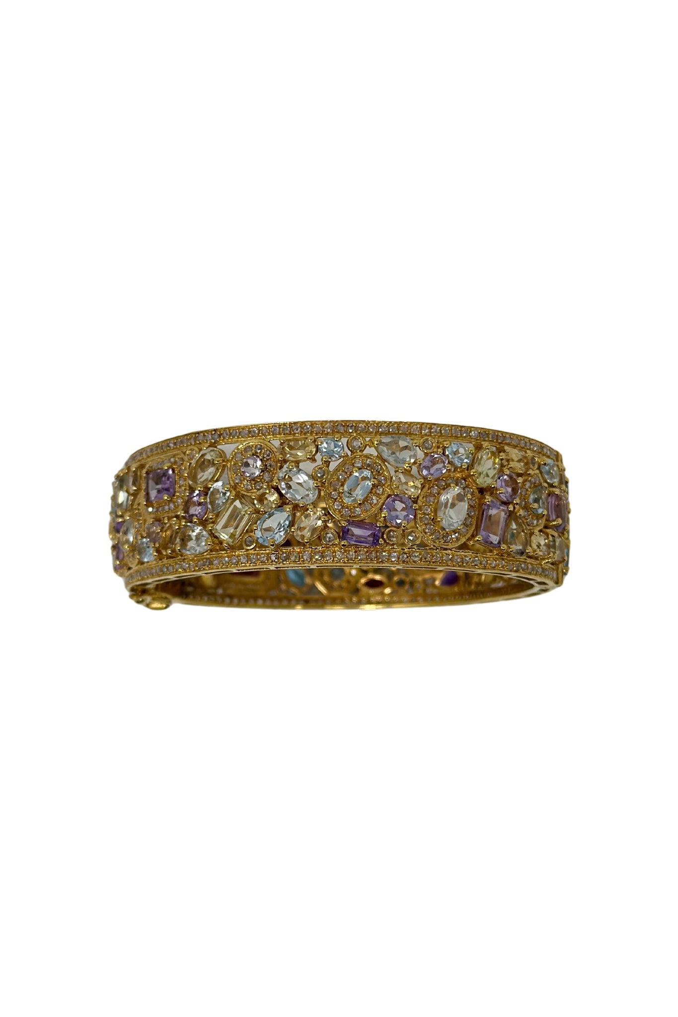 The Woods Multi Gemstone Brass Bangle - Vermillion