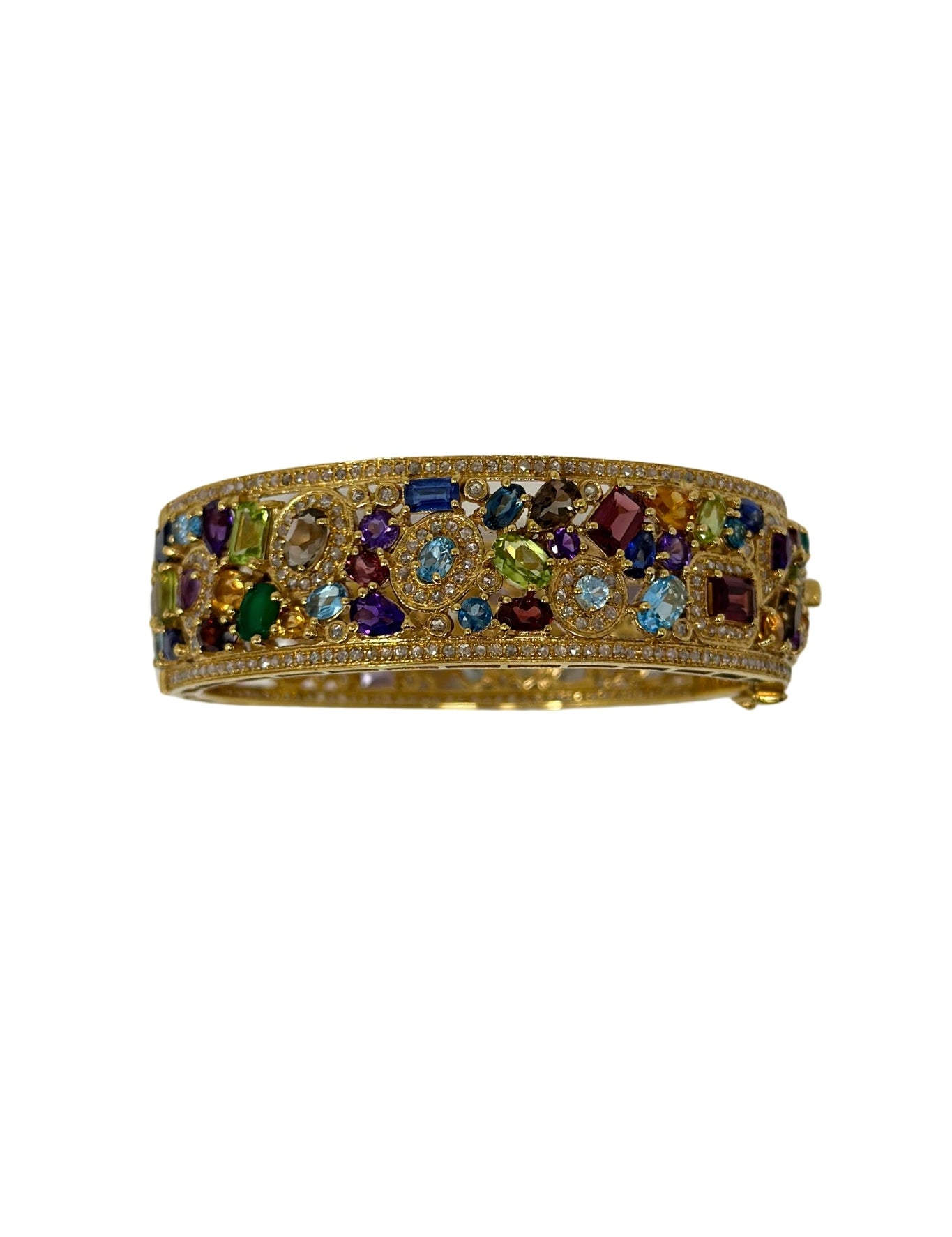 The Woods Multi Gemstone Brass Bangle - Vermillion