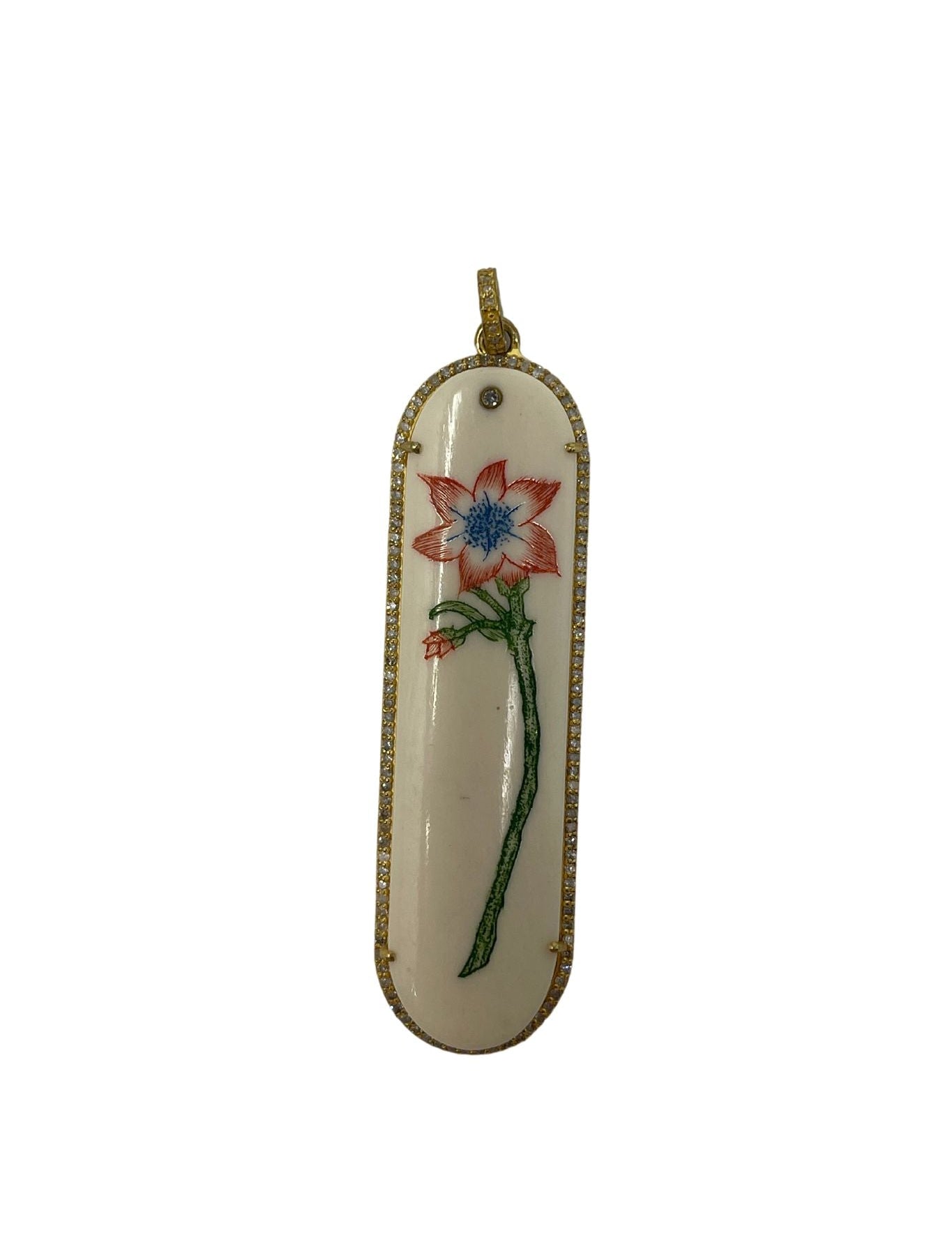 The Woods painted flower pendant - Vermillion